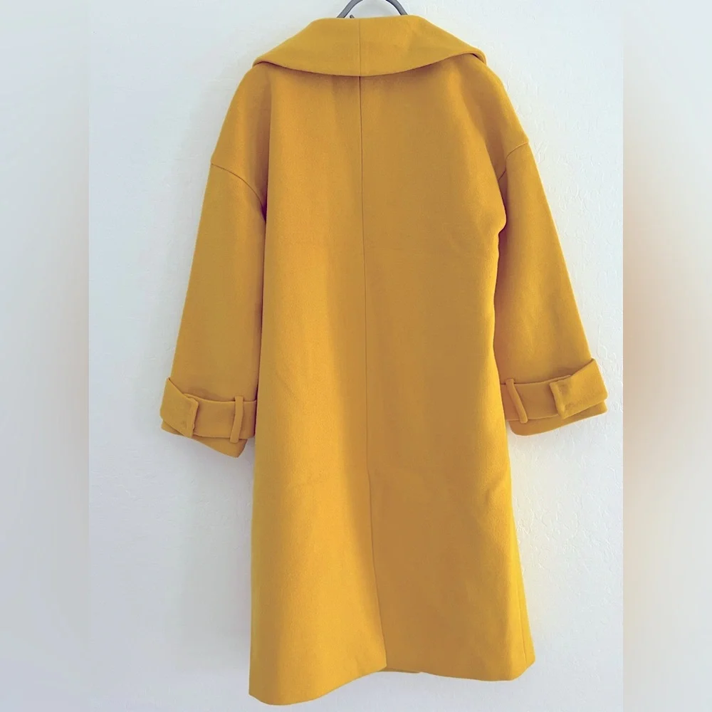 NWOT Marina Moscone × RTR Yellow Wool Blend Cocoon Coat - Picture 10 of 12